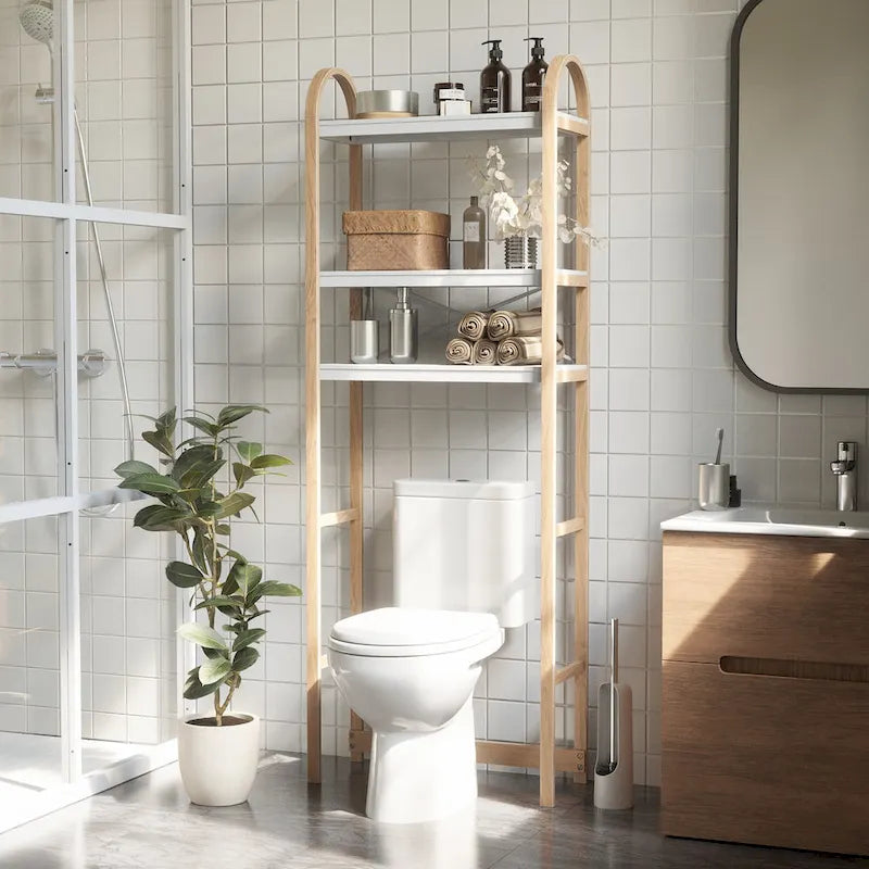Étagère de salle de bain en bois