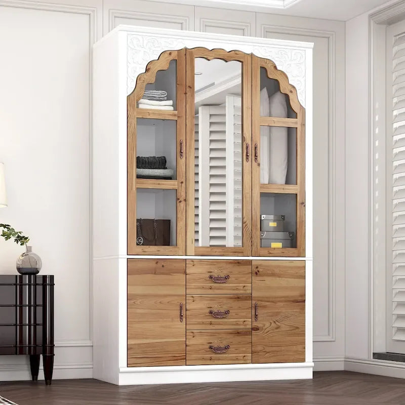 Ensemble de deux armoires Grand Closet d'inspiration vintage avec accents en métal