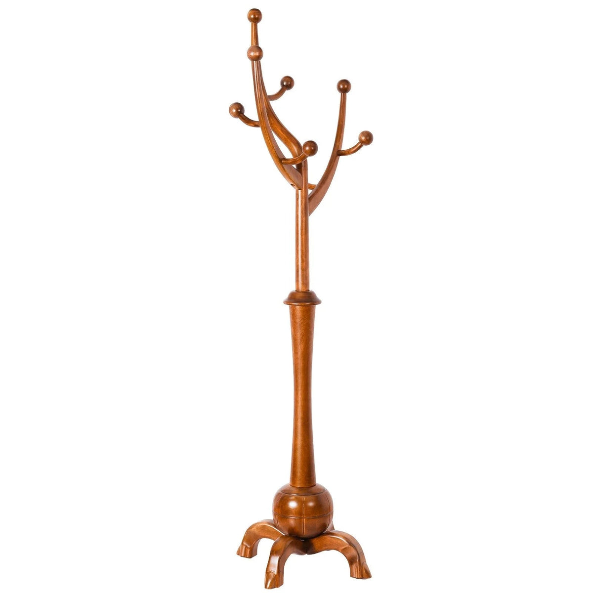 Porte-manteau sur pied en bois d'hévéa forme branche d'arbre avec 8 crochets - 24,5 L x 70,87 H