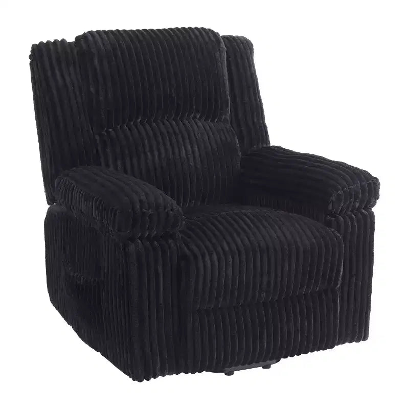Fauteuil inclinable en velours côtelé, canapé inclinable manuel avec poignée, accoudoirs rembourrés, rembourrage épais, poche latérale, salon, chambre, salle de cinéma maison, gris foncé