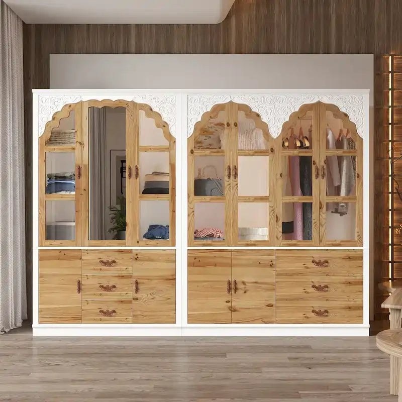 Ensemble de deux armoires Grand Closet d'inspiration vintage avec accents en métal