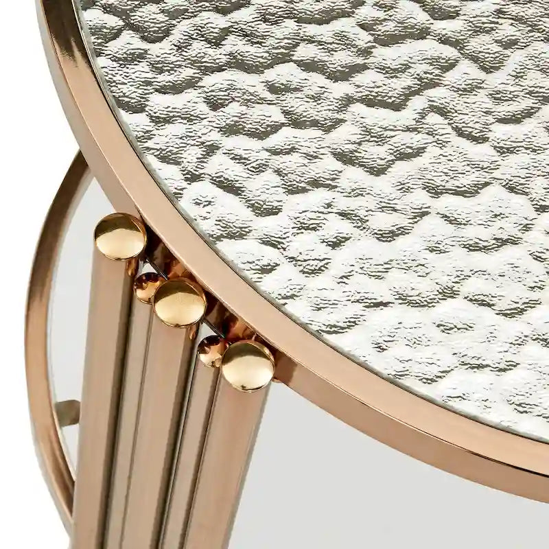 Table basse en verre texturé finition champagne doré avec étagère Bruges par iNSPIRE Q Bold
