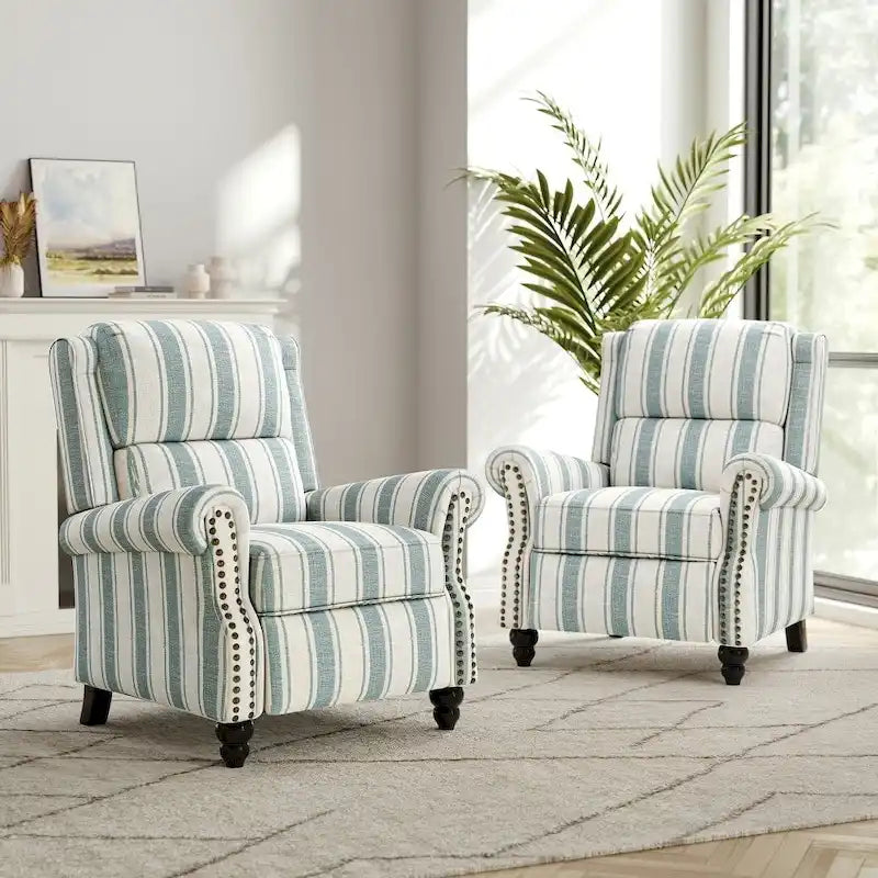 Lot de 2 fauteuils inclinables modernes à assise rembourrée en cuir PU/tissu