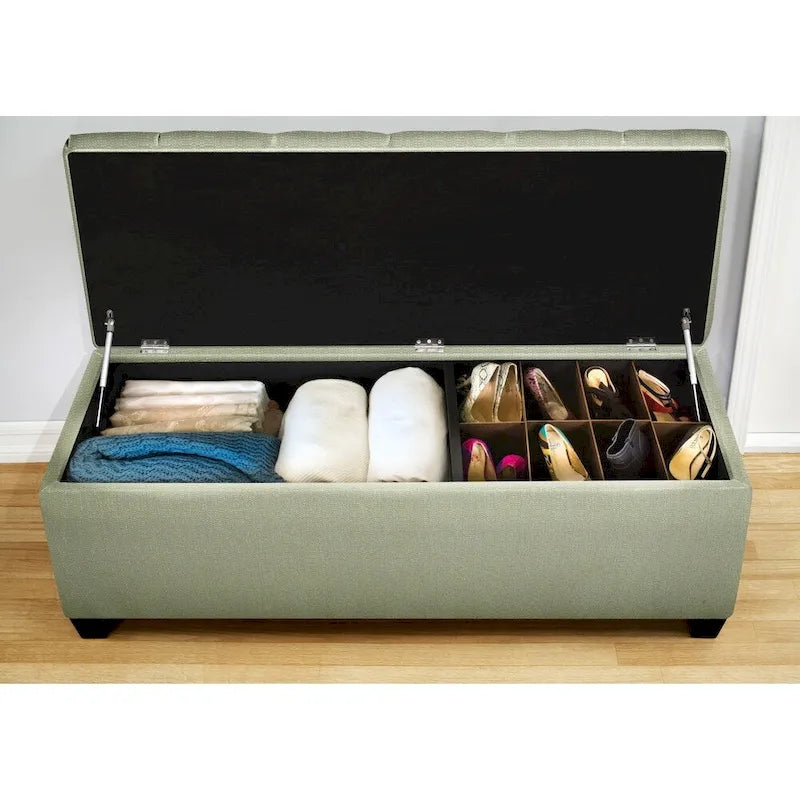 Banc de rangement pour chaussures et linge matelassé en diamant