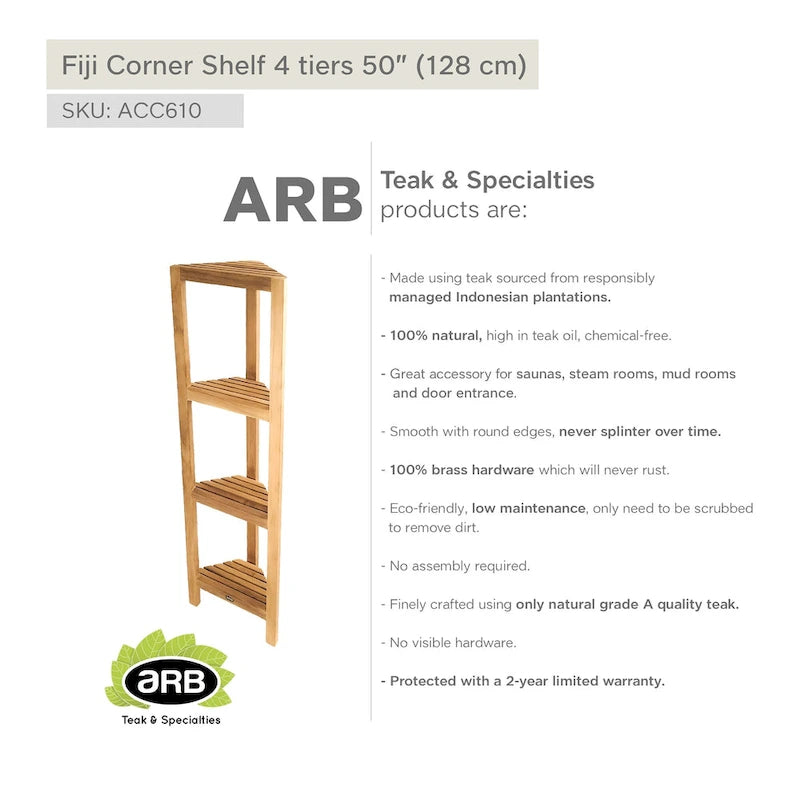 Étagère d'angle en teck 50 (128 cm) 4 niveaux