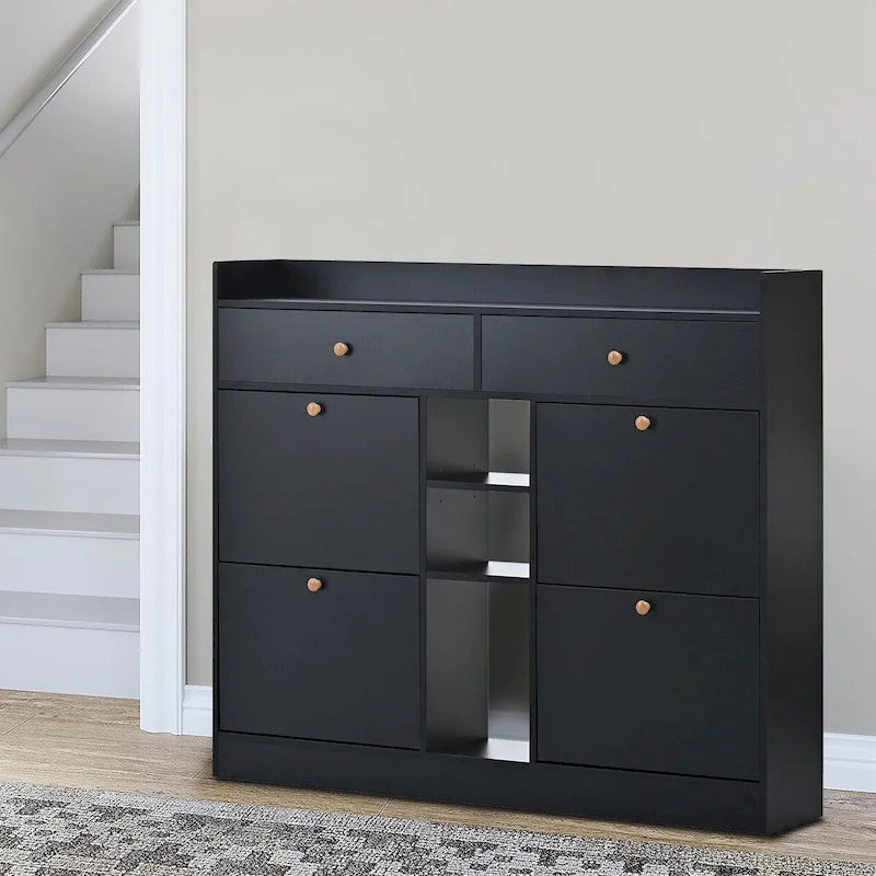 Meuble de rangement à chaussures multifonctionnel en bois au design minimaliste