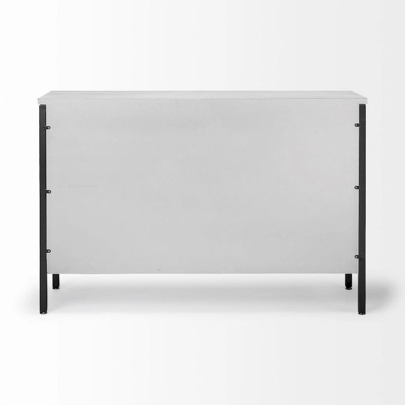 Placage Sapin Blanc avec Cadre en Fer et Armoire d'Appoint 3 Portes - 47.2L x 15.7W x 31.5H
