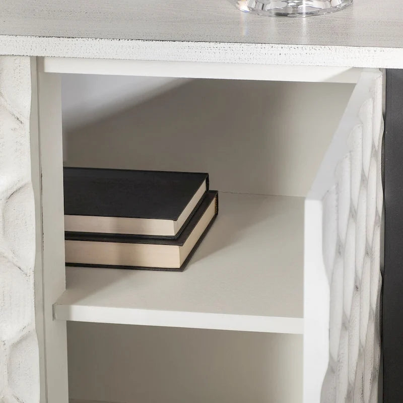 Placage Sapin Blanc avec Cadre en Fer et Armoire d'Appoint 3 Portes - 47.2L x 15.7W x 31.5H