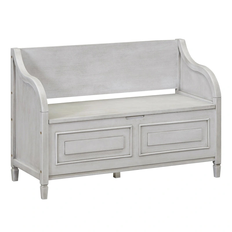 Banc de rangement multifonctionnel en bois massif de style rustique pour entrée avec charnière de sécurité