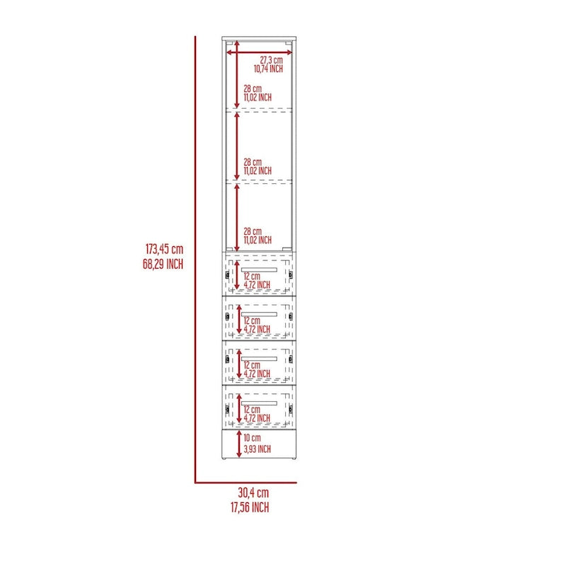 Meuble de rangement pour le linge, trois étagères, quatre tiroirs – Blanc