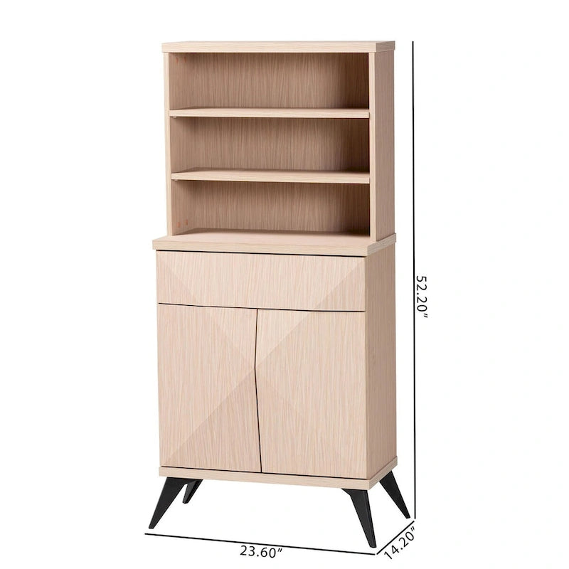 Meuble de cuisine en bois bicolore marron clair et noir, style Mid-Century Modern