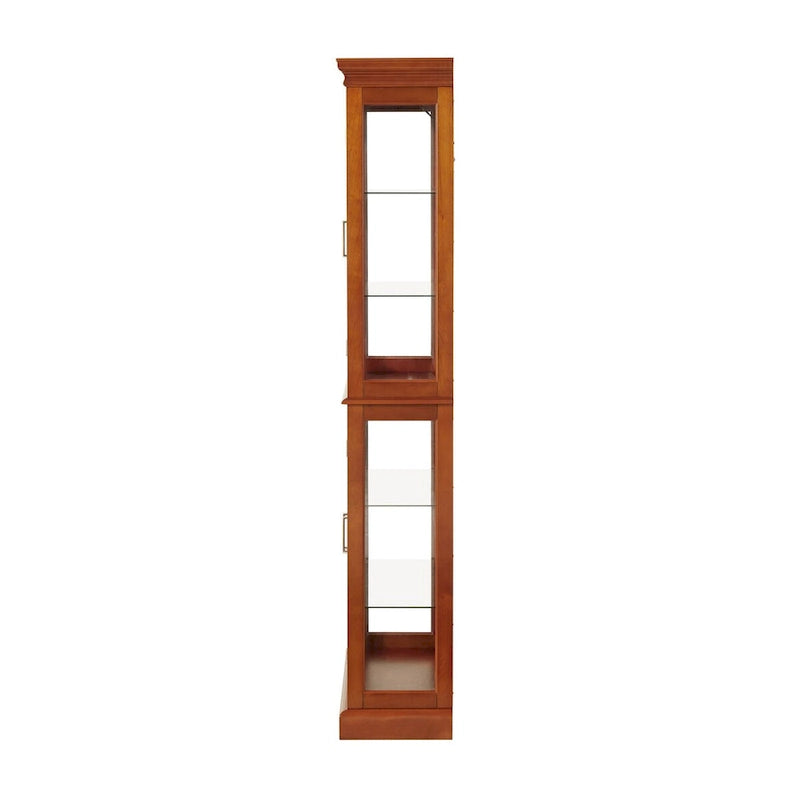 Vitrine éclairée, étagères réglables, panneau arrière miroir, portes en verre trempé (6 niveaux), (ampoule E26 non incluse)