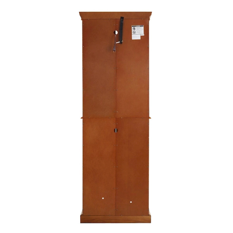 Vitrine éclairée, étagères réglables, panneau arrière miroir, portes en verre trempé (6 niveaux), (ampoule E26 non incluse)
