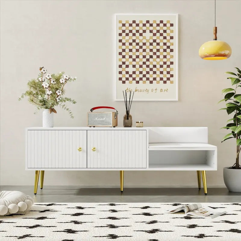 54.3 Banc de rangement pour chaussures avec rangement dissimulé et coussins rembourrés pour chevet