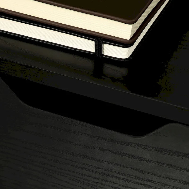 Meuble de rangement de bureau moderne à 3 tiroirs avec roulettes, grain de bois noir