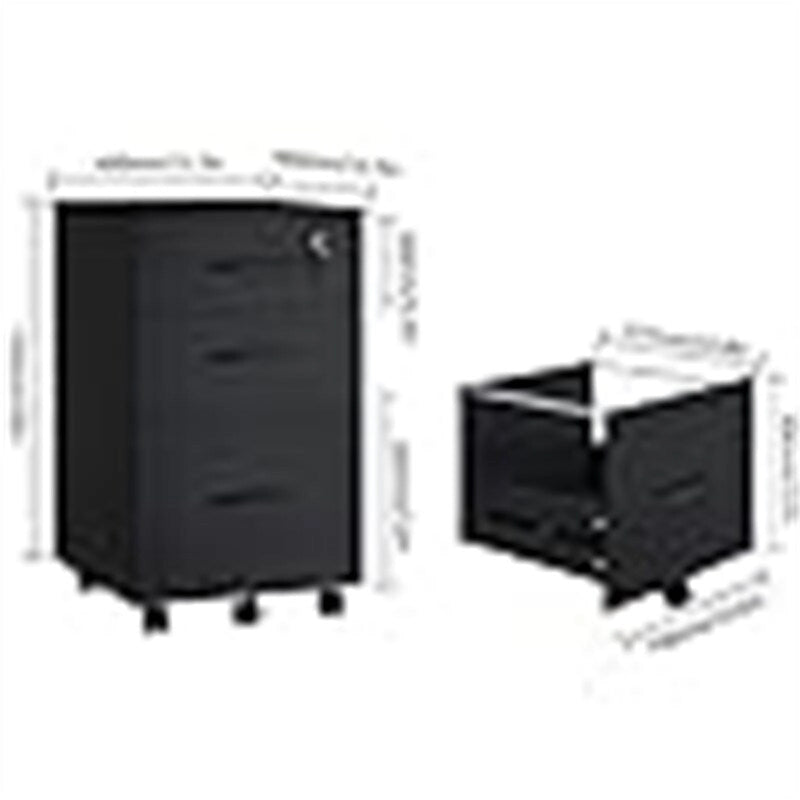 Classeur mobile en bois à 3 tiroirs - 26,5P x 18,6L x 6,9H