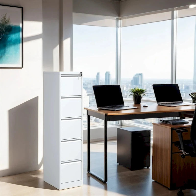 Meuble de classement vertical à 5 tiroirs avec serrure Classeur en acier pour bureau ou maison