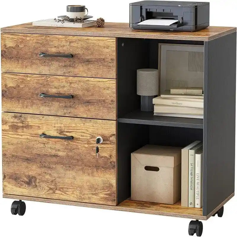 3-Drawer Mobile File Cabinet - 14.2D x 31.5W x 25.4H