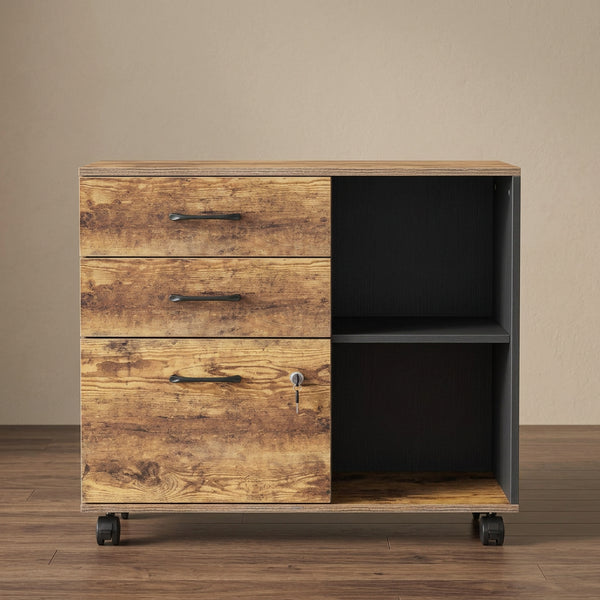 3-Drawer Mobile File Cabinet - 14.2D x 31.5W x 25.4H