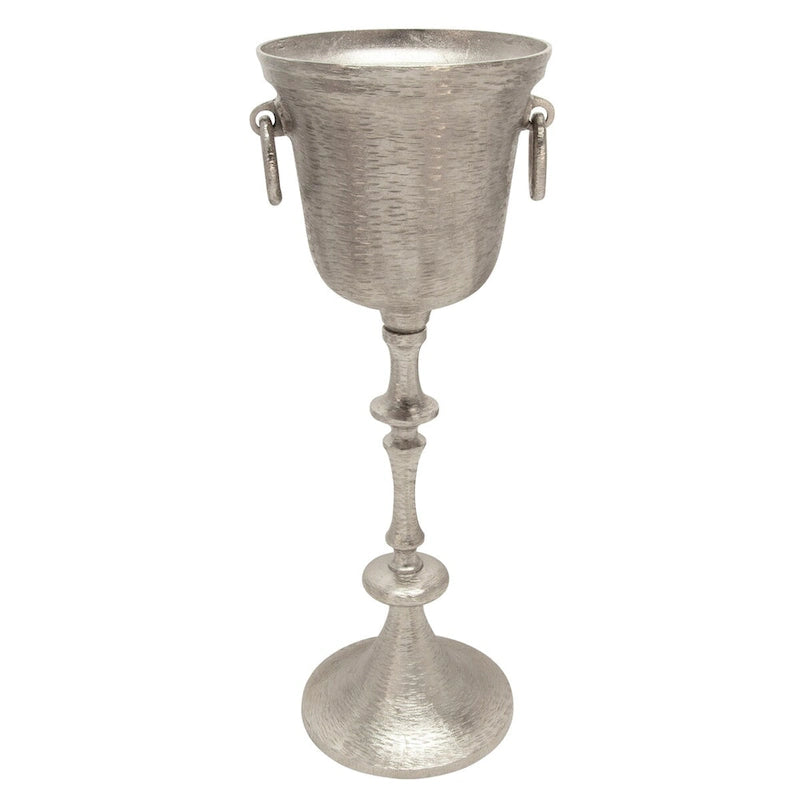 Rafraîchisseur à vin en métal 31, contemporain, vintage, industriel, en aluminium argenté, sur pied, pour la maison et