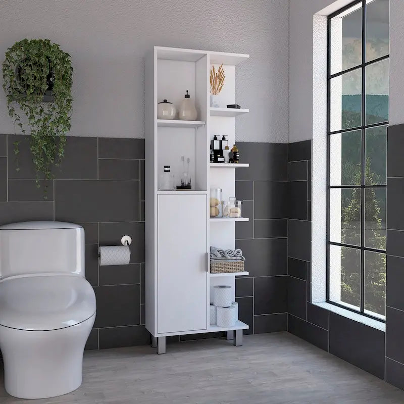 Meuble de salle de bain haut en lin de 63 po, rangement de linge