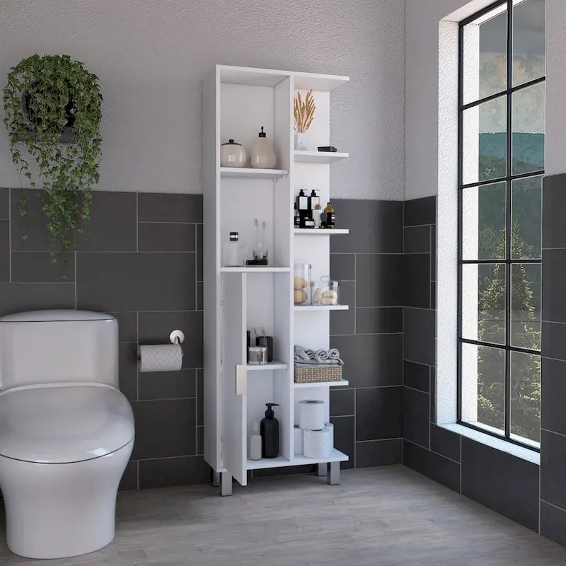 Meuble de salle de bain haut en lin de 63 po, rangement de linge