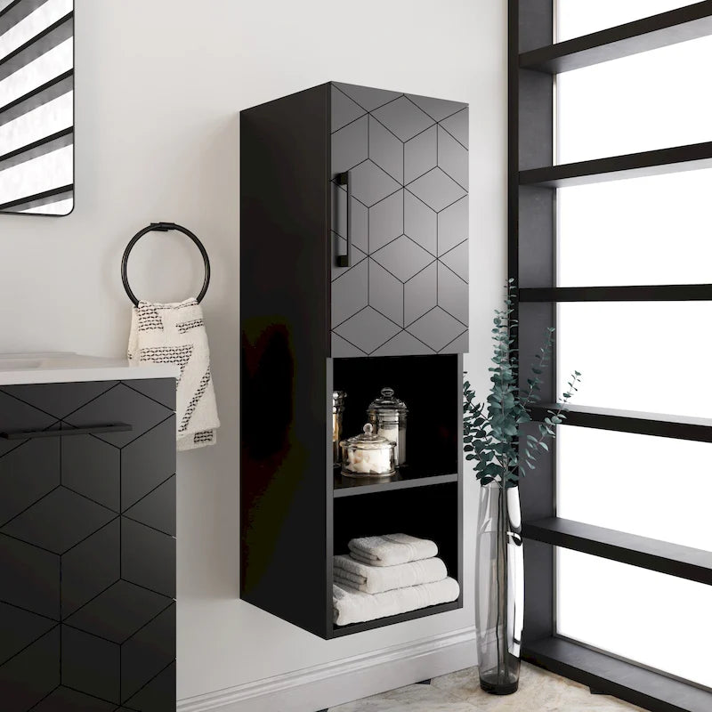 Armoire à linge 15 L x 46 H x 12 P en noir fantôme