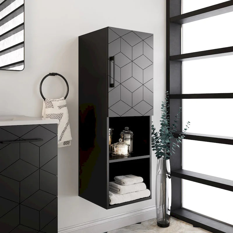 Armoire à linge 15 L x 46 H x 12 P en noir fantôme