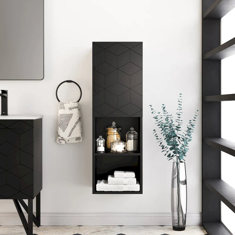 Armoire à linge 15 L x 46 H x 12 P en noir fantôme