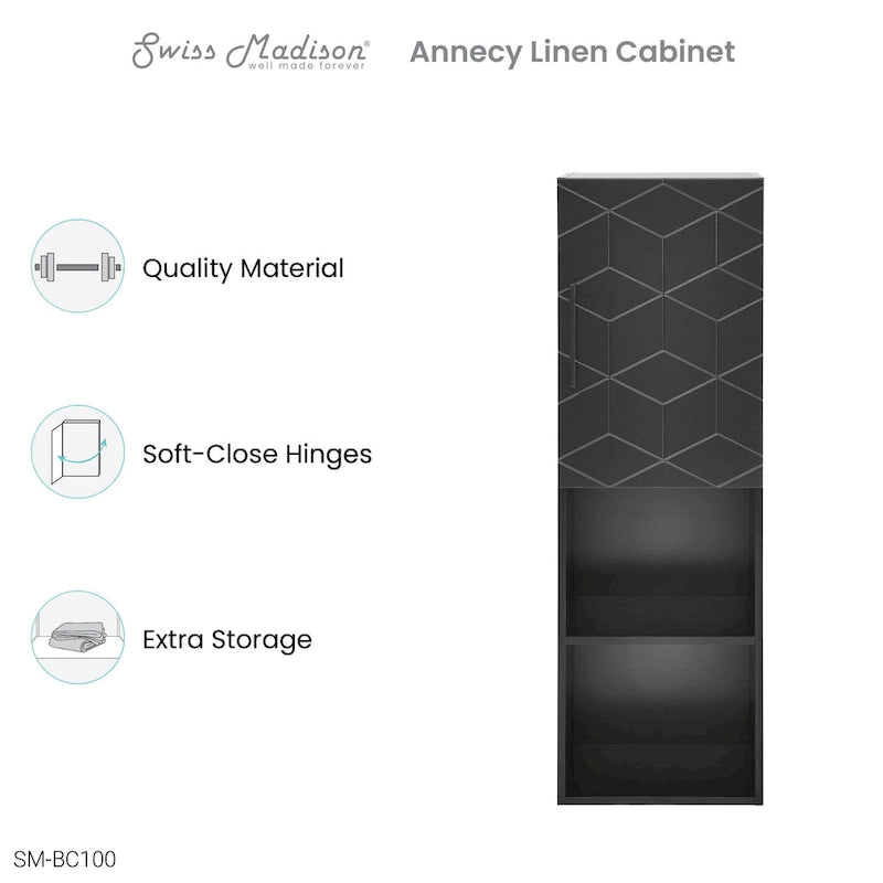 Armoire à linge 15 L x 46 H x 12 P en noir fantôme