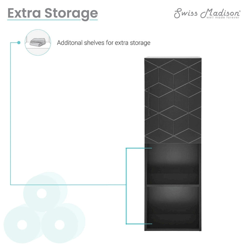 Armoire à linge 15 L x 46 H x 12 P en noir fantôme
