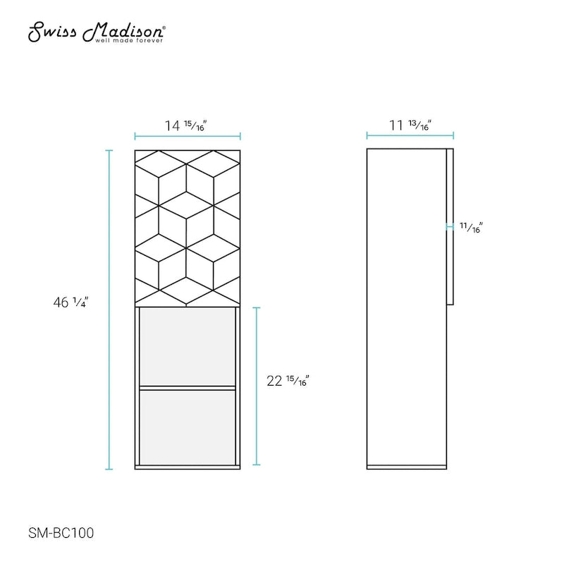 Armoire à linge 15 L x 46 H x 12 P en noir fantôme