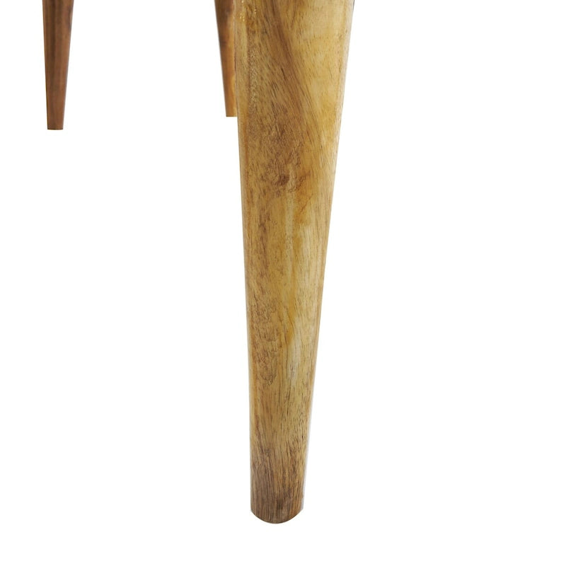Banc de maison capitonné en cuir avec pieds en bois - Marron
