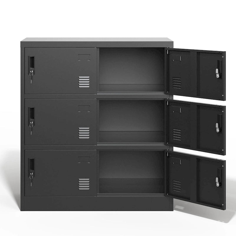 Casier de rangement à 6 portes pour employés, casiers métalliques pour bureau, salle de sport, école et maison avec fente pour carte (noir)