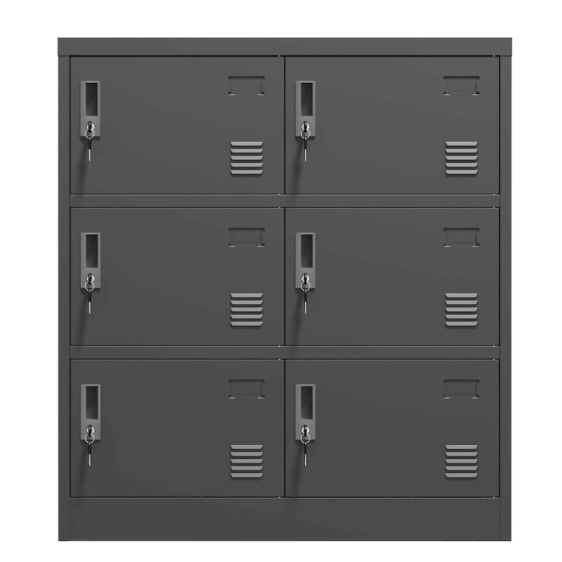 Casier de rangement à 6 portes pour employés, casiers métalliques pour bureau, salle de sport, école et maison avec fente pour carte (noir)