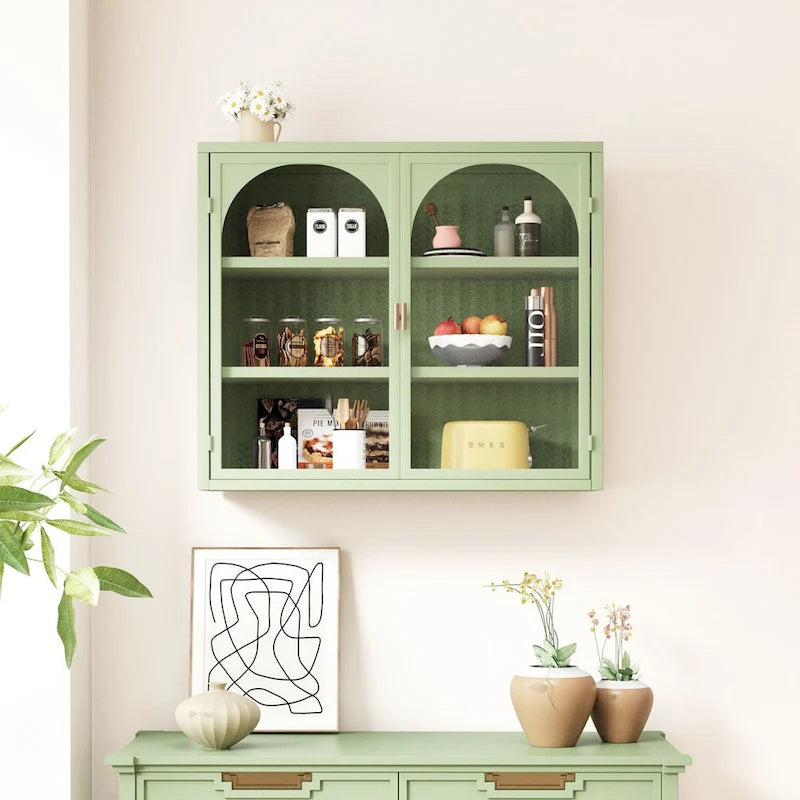 Meuble mural moderne à porte vitrée avec rangement à trois niveaux de 70 cm pour entrée, salon, salle de bain