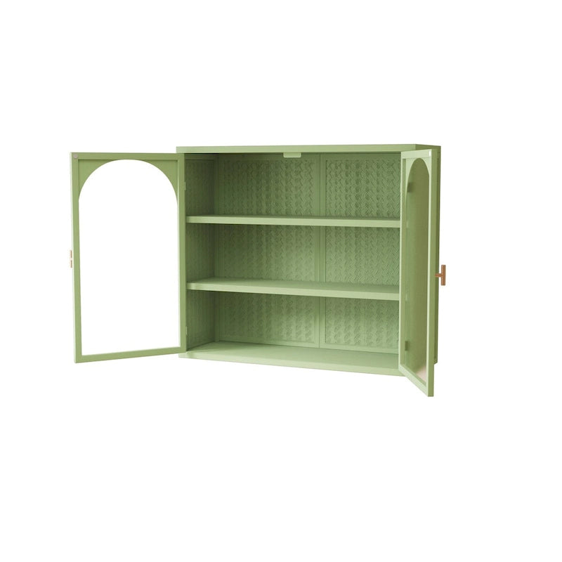 Meuble mural moderne à porte vitrée avec rangement à trois niveaux de 70 cm pour entrée, salon, salle de bain