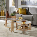 Table basse en verre texturé finition champagne doré avec étagère Bruges par iNSPIRE Q Bold