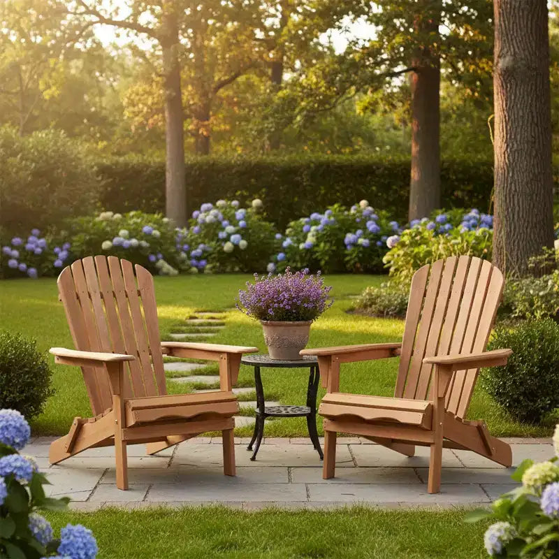 Lot de 2 chaises Adirondack pliables en bois avec dossier, chaise de patio en bois pour jardin et arrière-cour