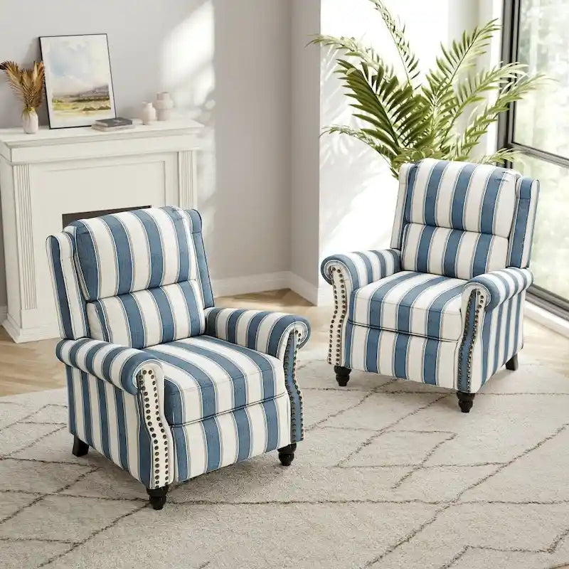 Lot de 2 fauteuils inclinables modernes à assise rembourrée en cuir PU/tissu