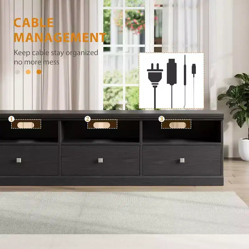 Meuble TV Mid-Century Modern de 178 cm avec tiroir de rangement et étagères ouvertes
