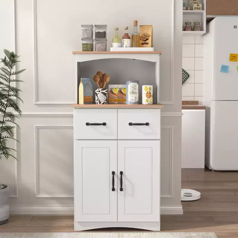 sumyeg Meuble de Rangement de Cuisine en Bois avec Tiroir et Étagère pour Micro-ondes